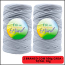 Kit Fio de Malha Brasil 2 Rolos com 500g Cada - Cores Básicas/Neutras - Preto, Branco e Azul Marinho - Crochê Residual