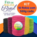 !!! O SEU ANO NOVO É AQUI !!! Fio de Malha Brasil - Kit 10 Rolos de 500g Cada - Cores Variadas - Crochê fl