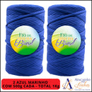 Kit Fio de Malha Brasil 2 Rolos com 500g Cada - Cores Básicas/Neutras - Preto, Branco e Azul Marinho - Crochê Residual