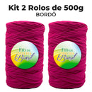 Kit Fio de Malha Brasil 2 Rolos com 500g Cada - Cores Básicas/Neutras - Preto, Branco e Azul Marinho - Crochê Residual