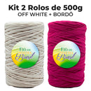 [KIT PAIXÃO] Fio de Malha Brasil 2 Rolos 500g [Bordô e Off White] - Crochê Artesanato Promoção A2